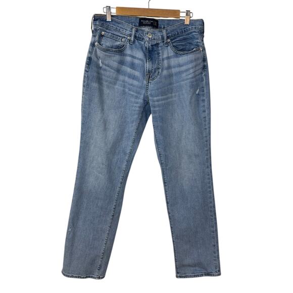Abercrombie & Fitch Jeans Men 31 Blue‎ Straight Leg Denim Preppy Distressed - Picture 1 of 7